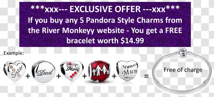 Pandora Charm Bracelet Jewellery Silver - Exclusive Offers Transparent PNG