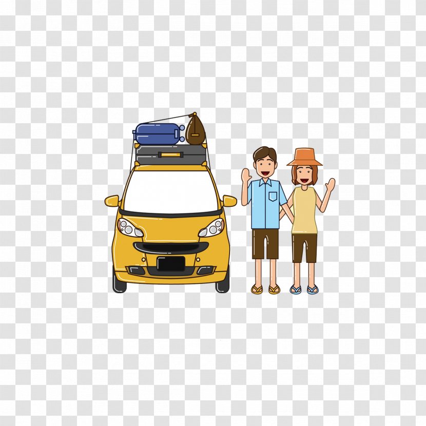 Car Travel Suitcase - Baggage - Creative Couple Traveling By Transparent PNG
