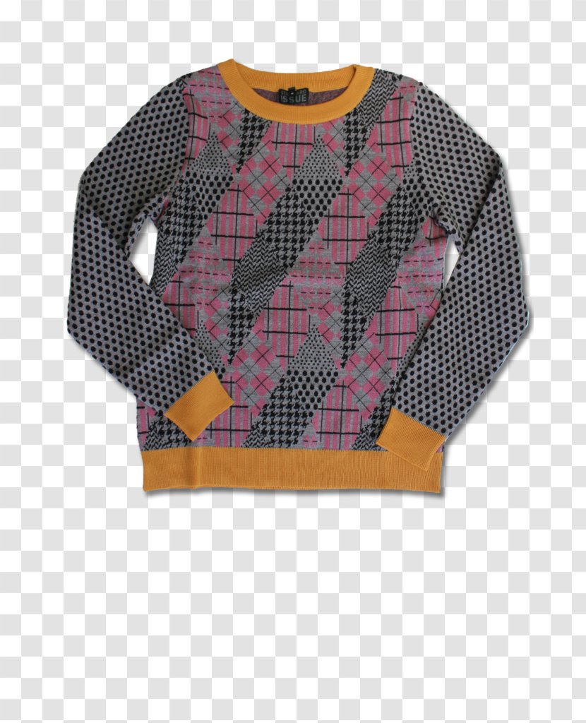 Tartan Sleeve T-shirt Sweater Outerwear - Plaid Transparent PNG