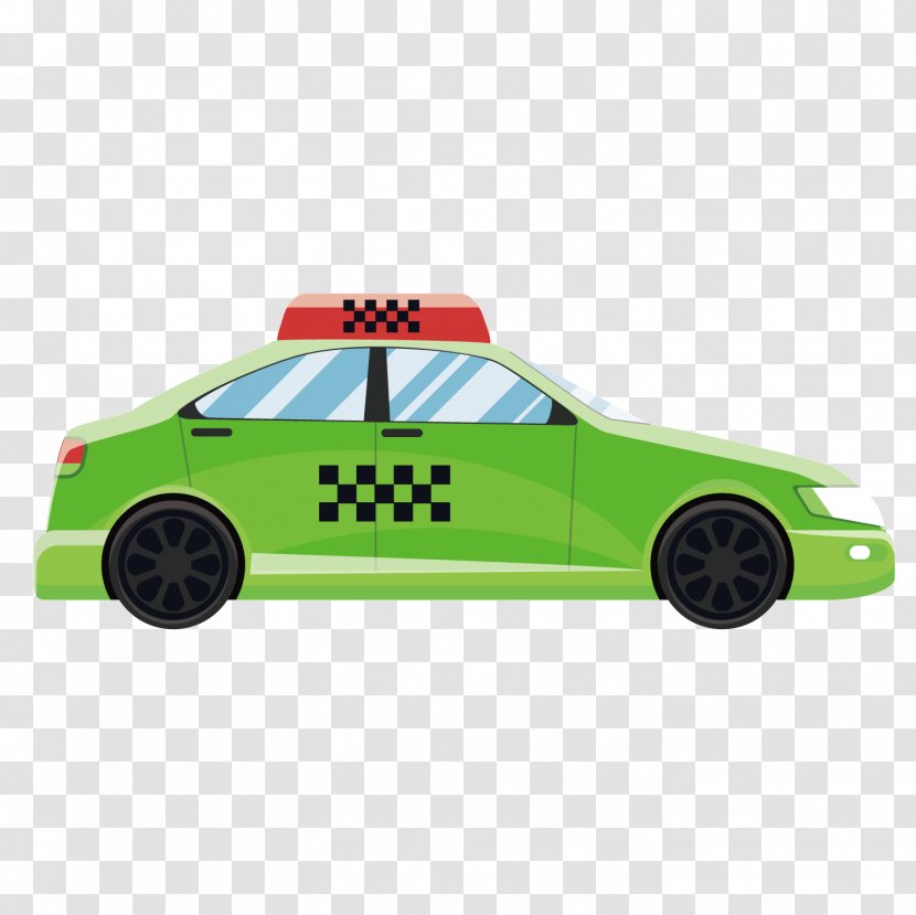 Car Taxi Flat Design - Vehicle - Vector Green Transparent PNG