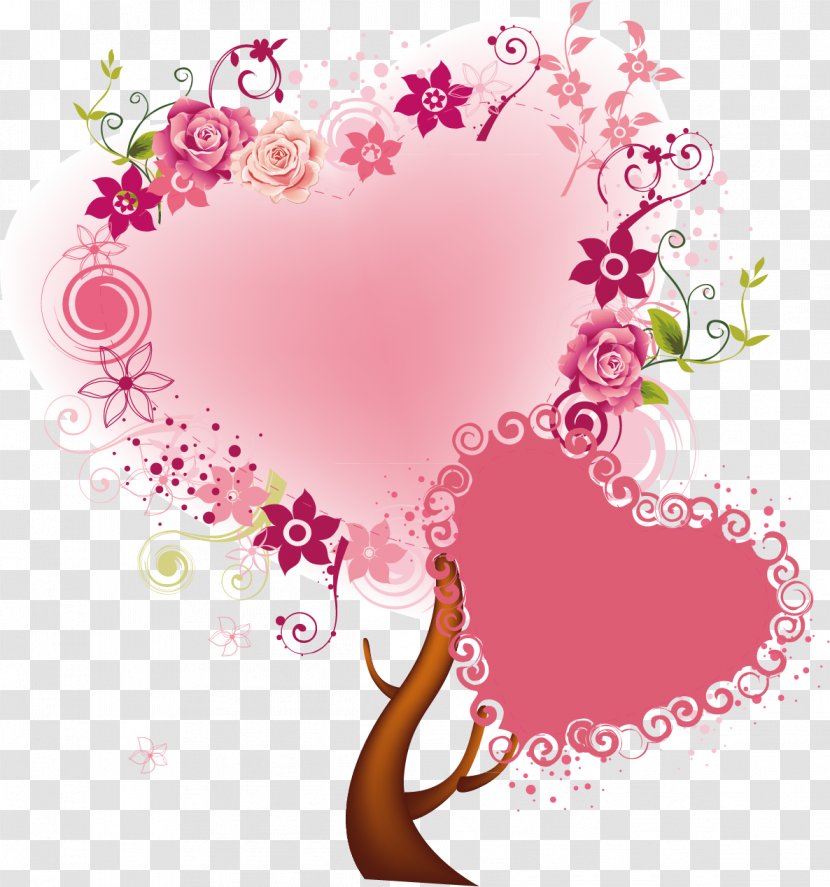 Template Structure Graphic Design - Flower - Romantic Heart-shaped Tree Posters Element Transparent PNG