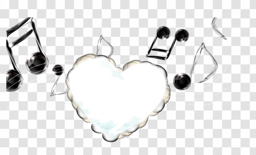 Musical Note - Cartoon - Black White Clouds Vector Transparent PNG