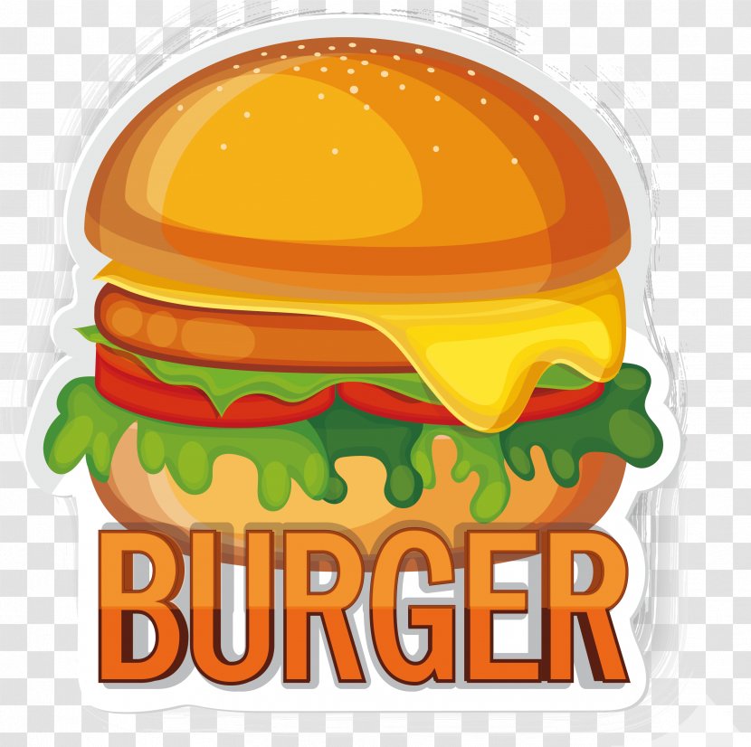 Hamburger Cheeseburger Fast Food Junk French Fries - Sticker - Fine Burger Material Transparent PNG