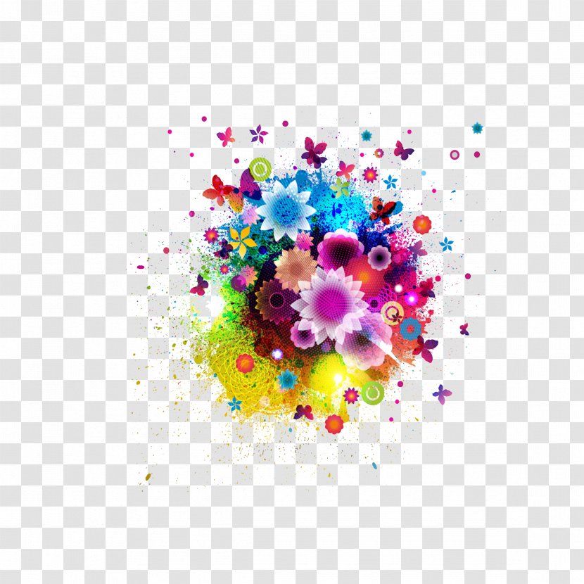 Flower Abstract Art Drawing Illustration - Flora - Colorful Floral Background Transparent PNG