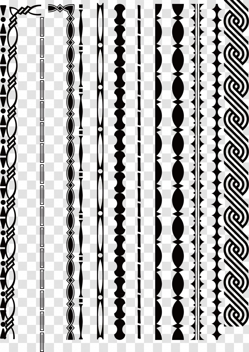 Black And White Line - Monochrome - Vector Decorative Border Lines Transparent PNG