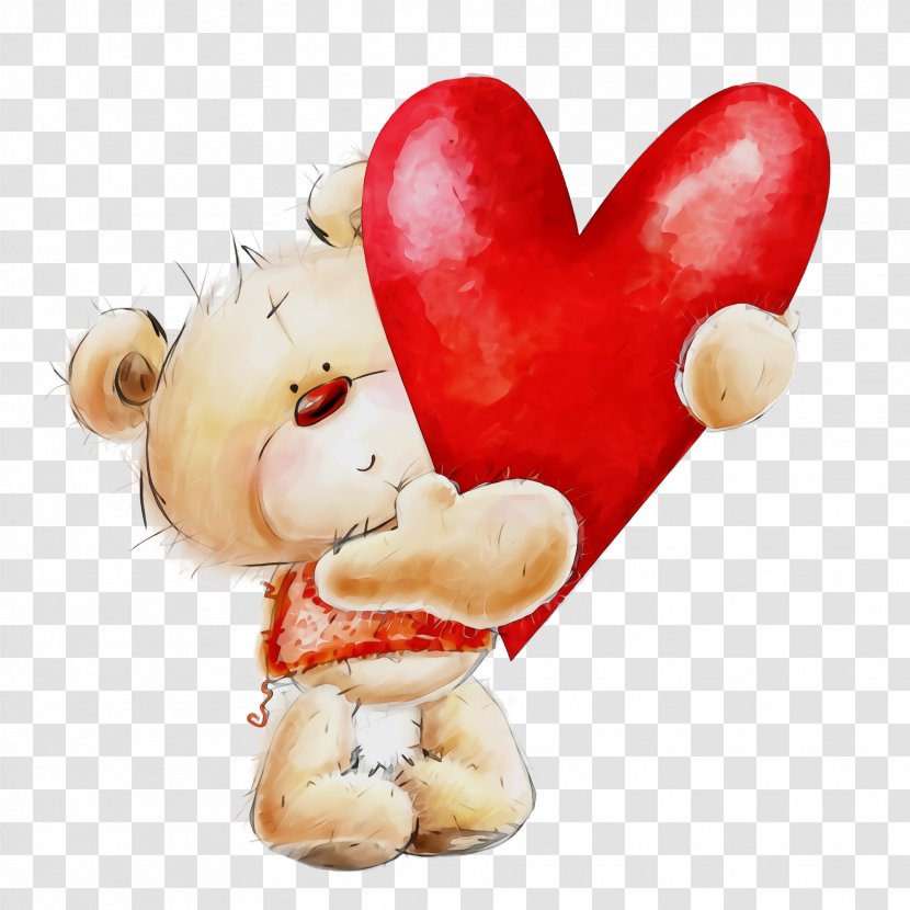Valentine's Day - Watercolor - Toy Teddy Bear Transparent PNG