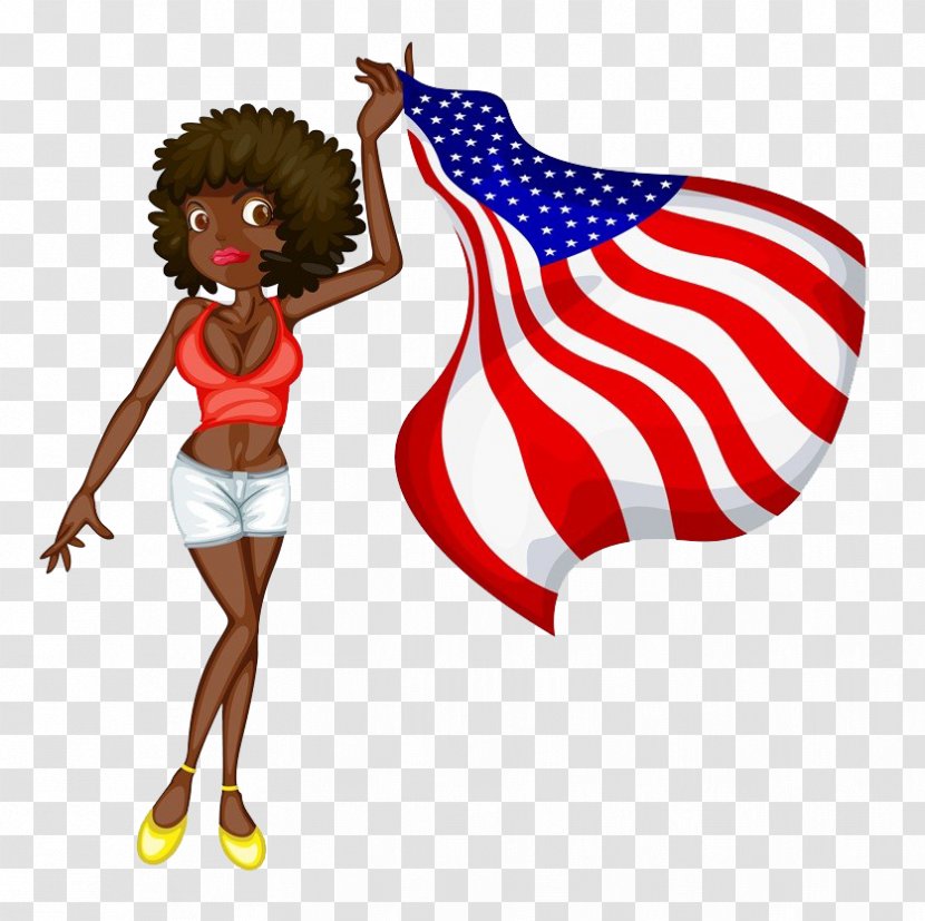 Royalty-free Illustration - Silhouette - People Take The Flag Transparent PNG