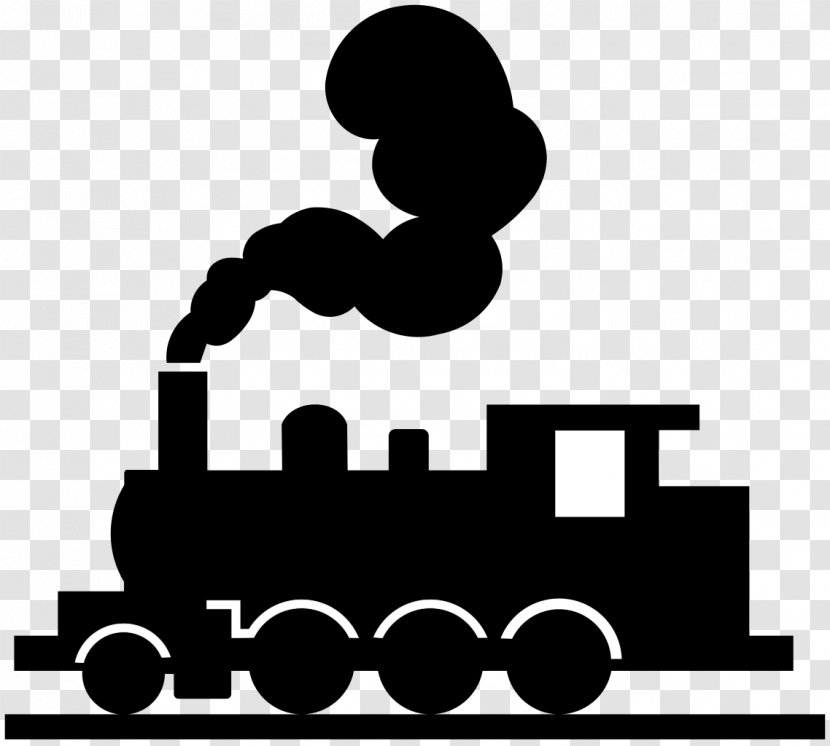 Train Rail Transport Steam Locomotive - Black And White Transparent PNG