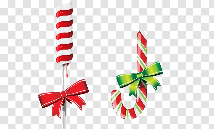 Candy Cane Lollipop Santa Claus Christmas - Ribbon - Cartoon Transparent PNG