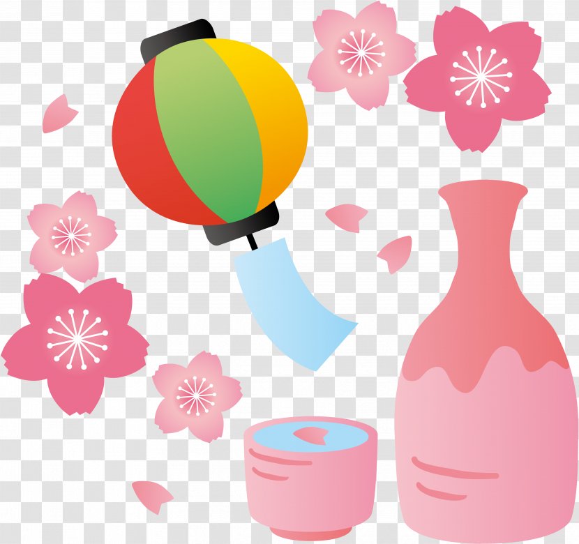 Hanami Sake Cherry Blossom Tokyo Illustration - Rice - Blossoms Transparent PNG