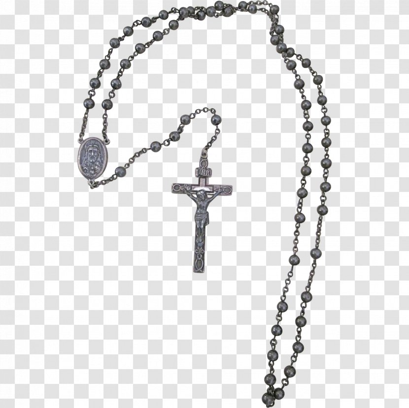 Rosary Prayer Beads Crucifix Sterling Silver - Chain Transparent PNG