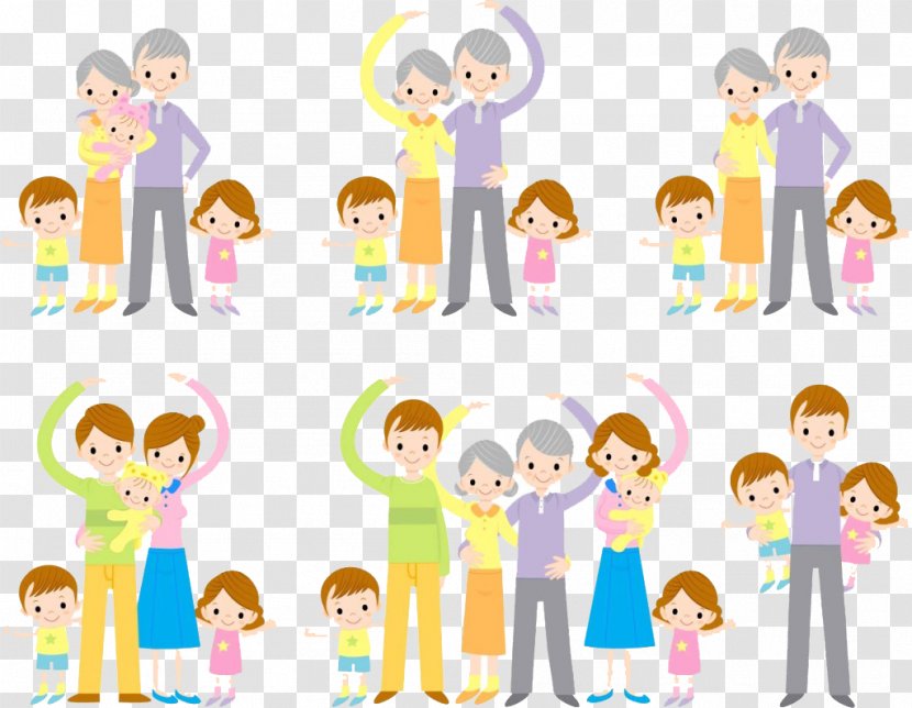 Cartoon Child Illustration - Watercolor - A Lovely Family Transparent PNG