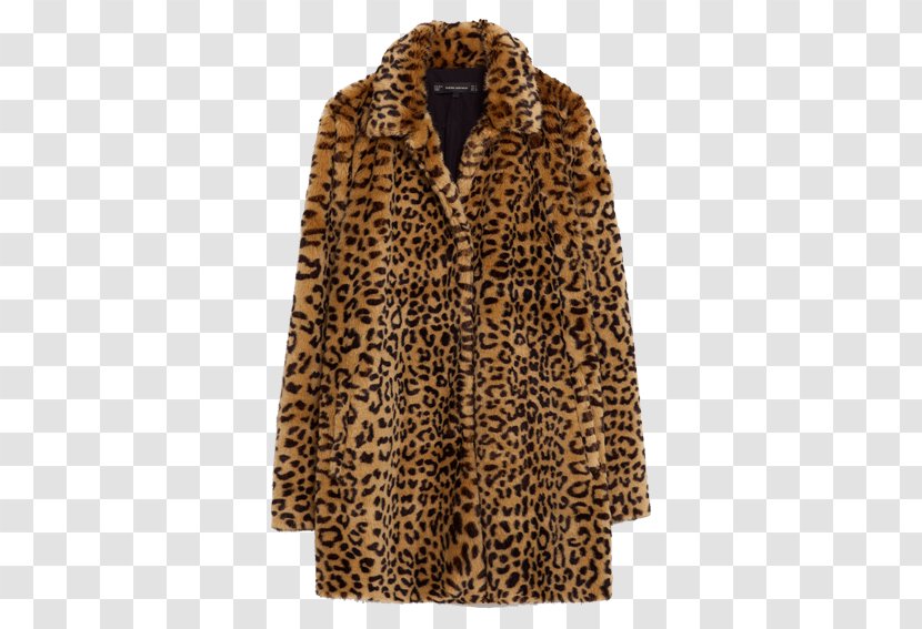 Leopard Zara Animal Print Overcoat - Dress - Fur Transparent PNG