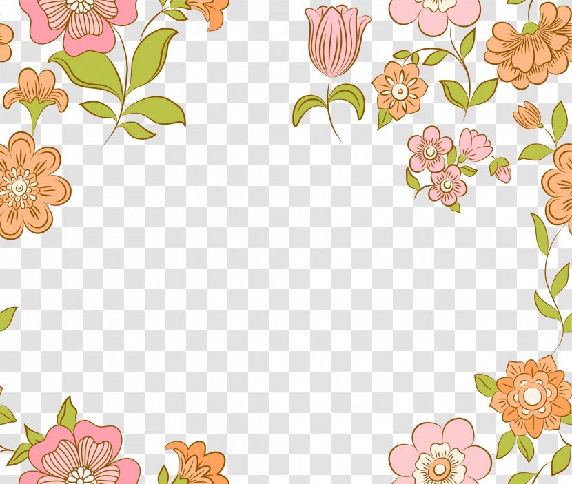 Floral Design The Green Dress Flower - Peach - Pink Frame Transparent PNG
