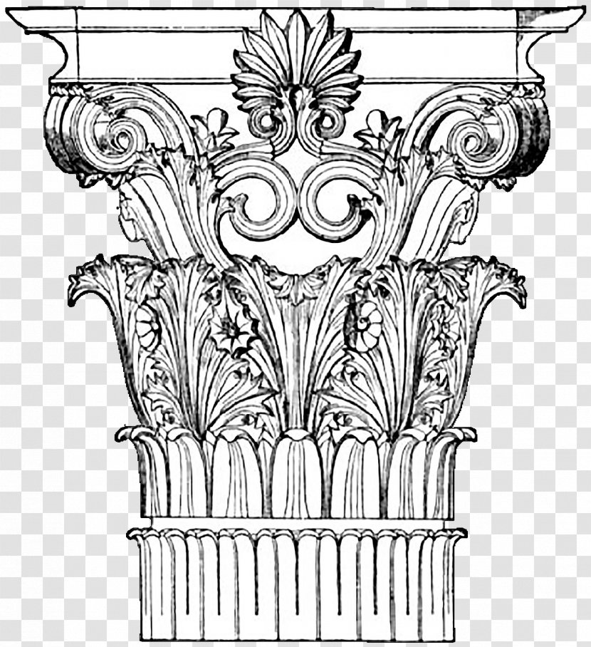 Corinthian Order Drawing Architecture Classical Image - Craftsman Columns Caps Transparent PNG