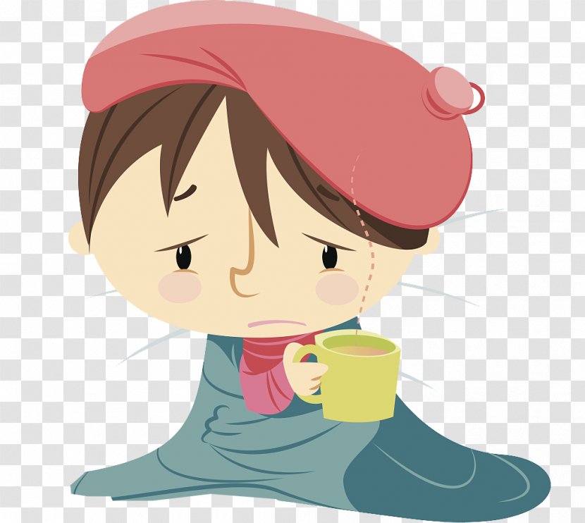 Child Influenza Illustration - Heart - Cartoon Sick Baby With Fever Transparent PNG