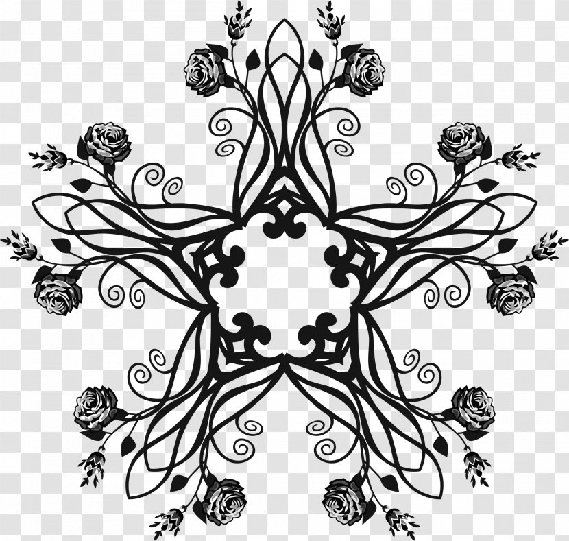 Black And White Clip Art - Grayscale - Creative Floral Design Transparent PNG