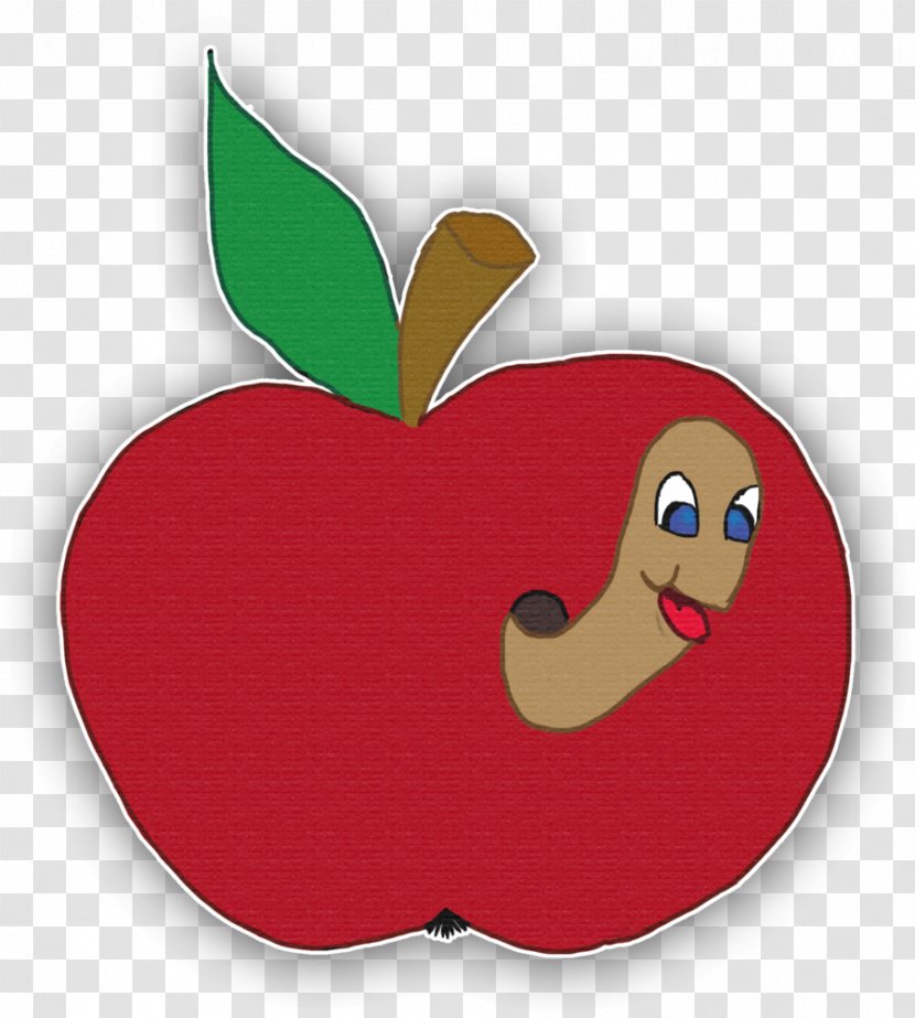 Cartoon Character Fiction Fruit - Apple With Worm Transparent PNG