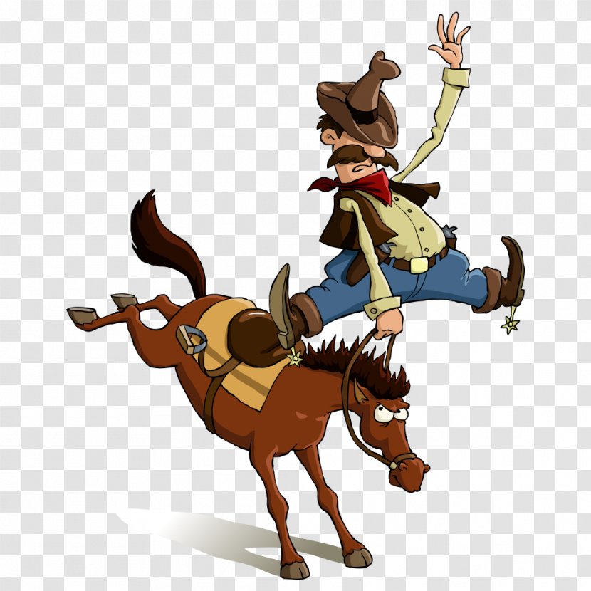 Horse Cowboy Cartoon Equestrianism - Riding - Vector Rider Transparent PNG