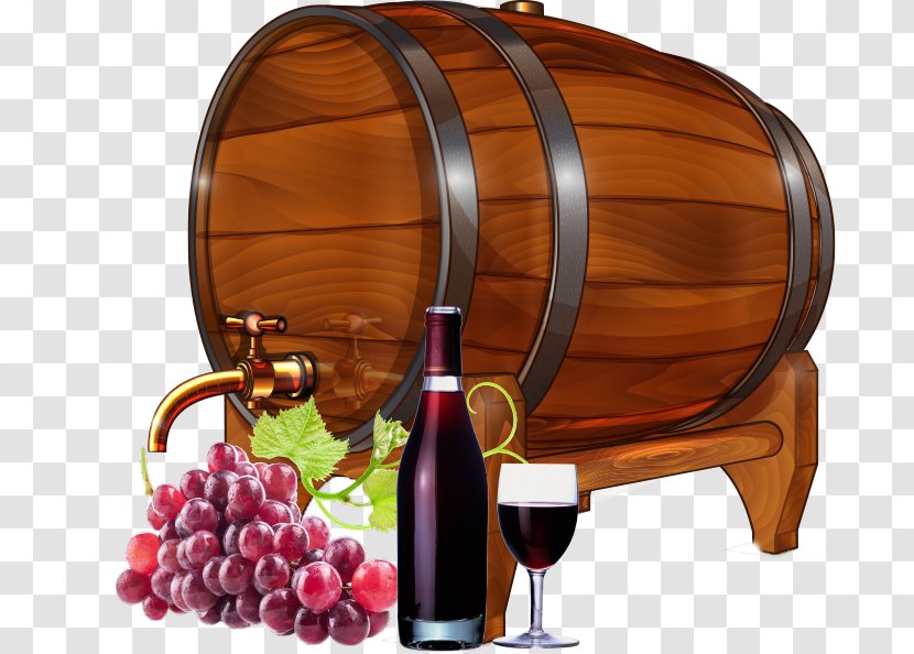 Red Wine Beer Barrel Japanese Cuisine - Brewing - Vector Creative Transparent PNG