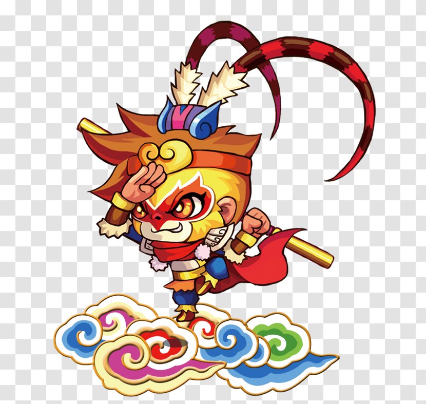 Sun Wukong Journey To The West Xuanzang - Monkey King - Creative Image On Clouds Transparent PNG