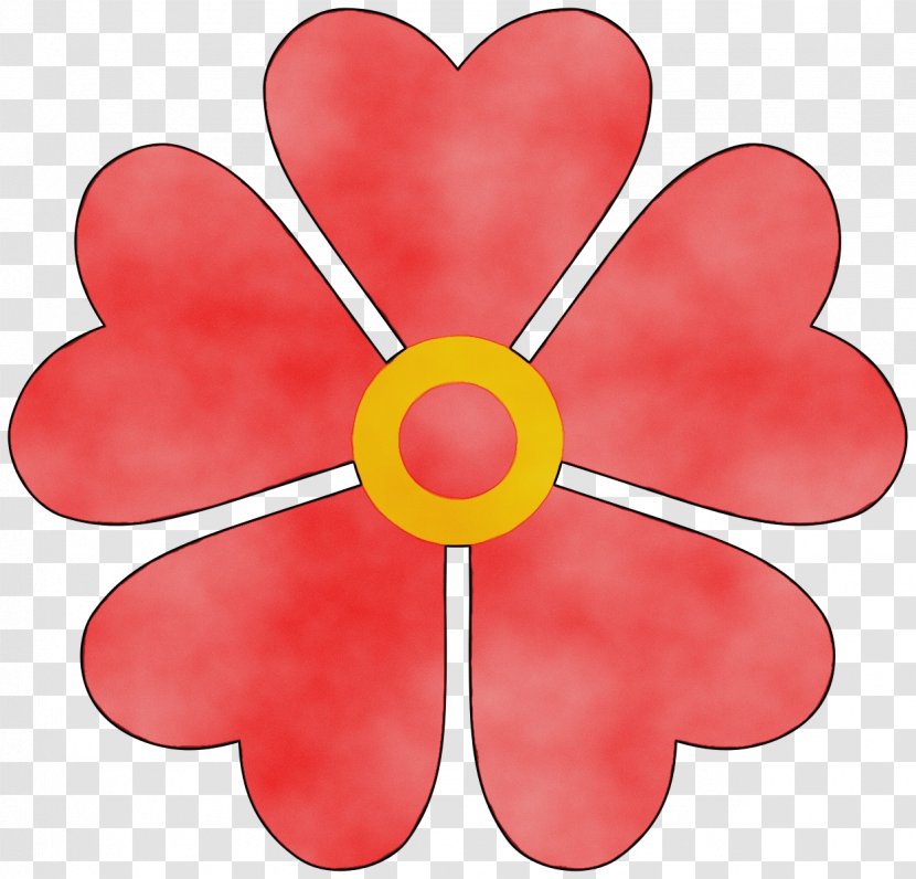 Petal Red Flower Plant Symbol - Watercolor Transparent PNG