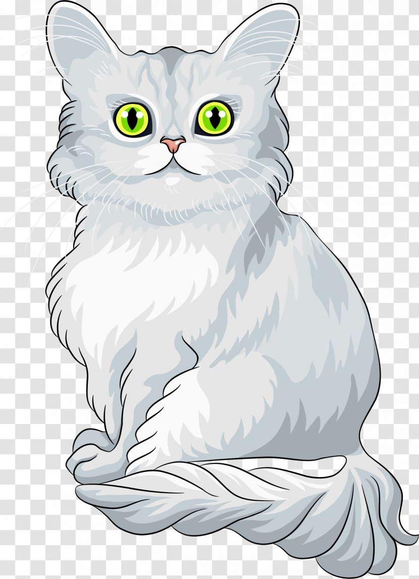 Maine Coon Chantilly-Tiffany Domestic Long-haired Cat Clip Art - Cartoon - Vector Hand Painted Transparent PNG