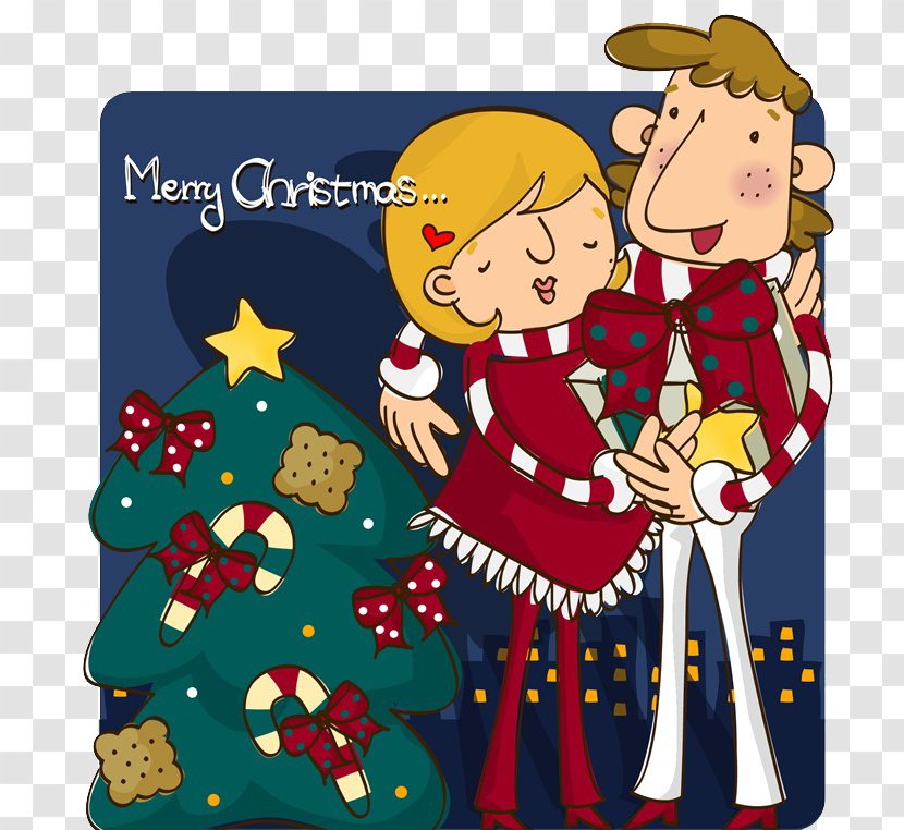 Photography Royalty-free Christmas Illustration - Cartoon - Hugging Couple Transparent PNG