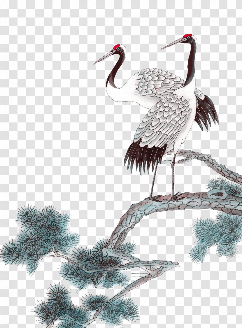 Ink Wash Painting Siberian Crane - Double Ninth Festival - Pictures Transparent PNG