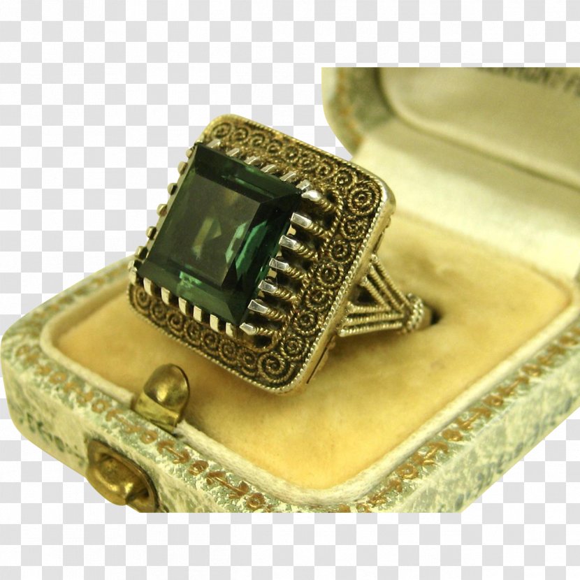 Emerald Ring Art Nouveau Deco Jewellery - Silvergilt Transparent PNG