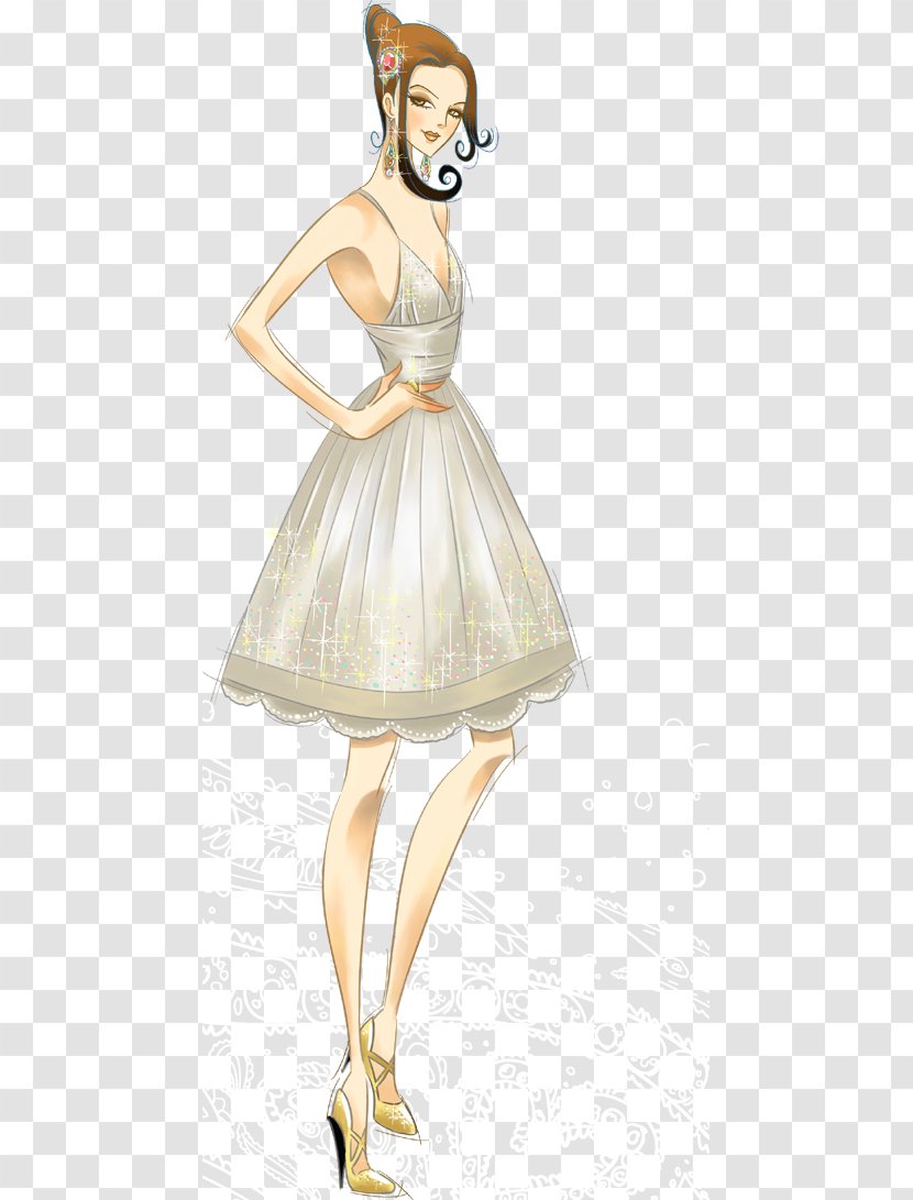 Gown Costume Design Drawing - Silhouette - Dress Transparent PNG