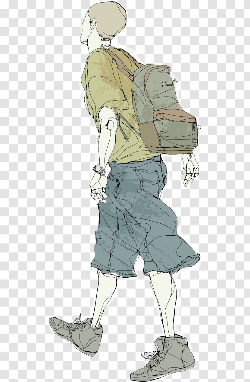 Cartoon Illustration - Boy - Big City Walking Transparent PNG