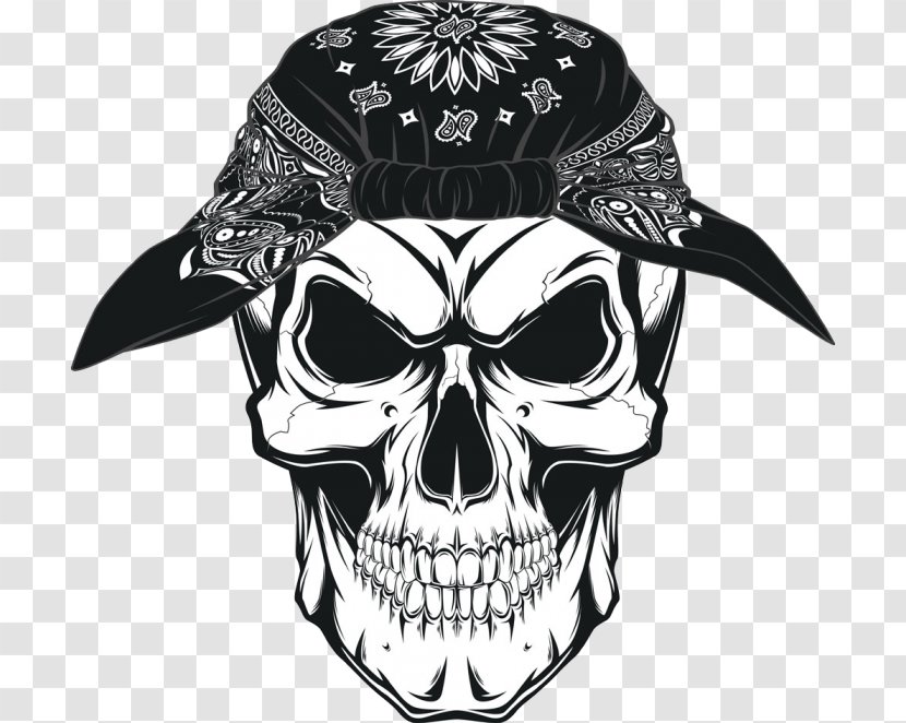 Human Skull Drawing - Cap - Symbol Blackandwhite Transparent PNG