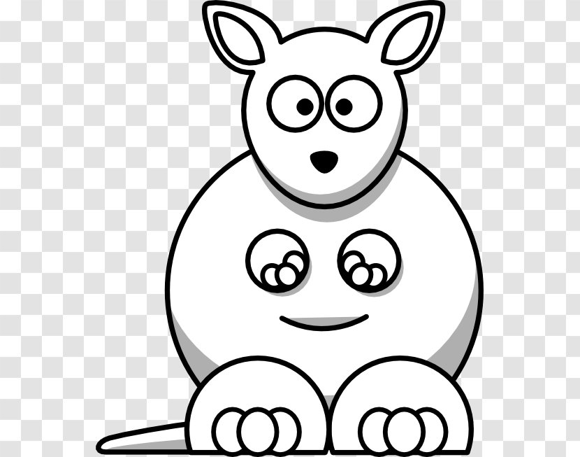 Kangaroo Drawing Black And White Clip Art - Happiness - Baby Images Transparent PNG