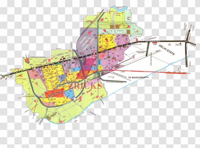 Sonipat Kundli Noida Ghaziabad Delhi - Urban Design - Map Transparent PNG