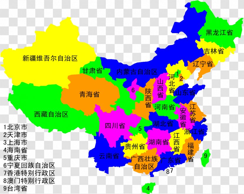 Provinces Of China Mapa Polityczna Transparent PNG