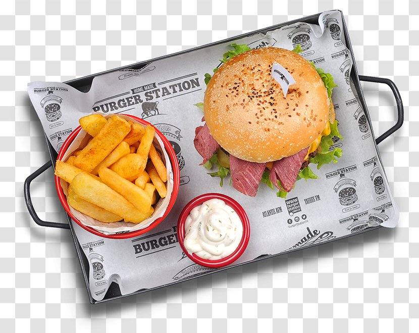 Breakfast Sandwich French Fries Cheeseburger Hamburger Fast Food - Junk Transparent PNG