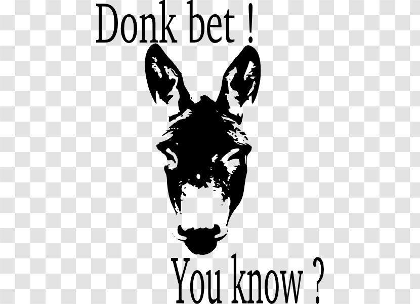 Donkey Mule Drawing Clip Art - Black And White Transparent PNG
