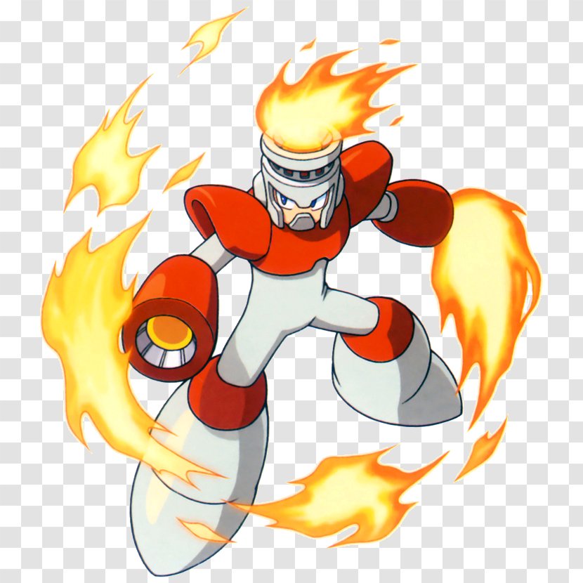 Mega Man Firefighter Robot Master Clip Art - Orange - Fireman Image Transparent PNG