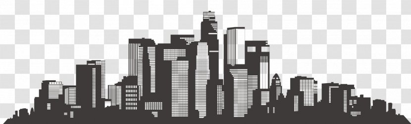 Los Angeles Skyline Silhouette - Monochrome Photography - Architecture Banner Buildings City Transparent PNG