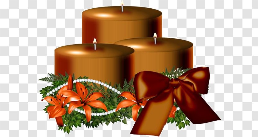 Light Christmas Candle Clip Art - Cartoon Brown Candles Bow Transparent PNG