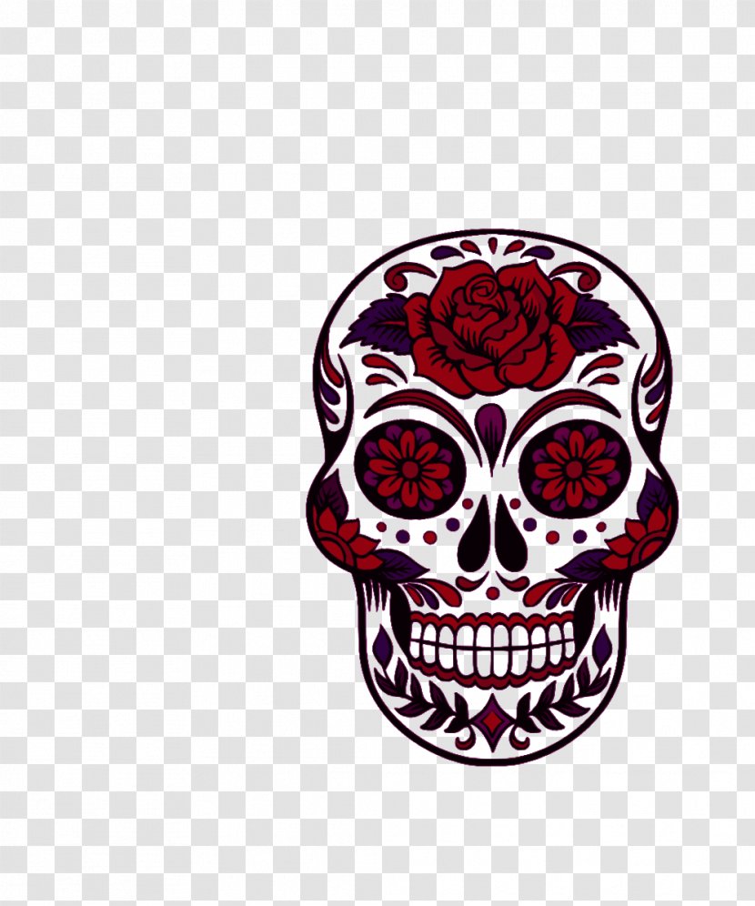 Calavera Day Of The Dead Human Skull Symbolism Rose - Death - Muertos Transparent PNG