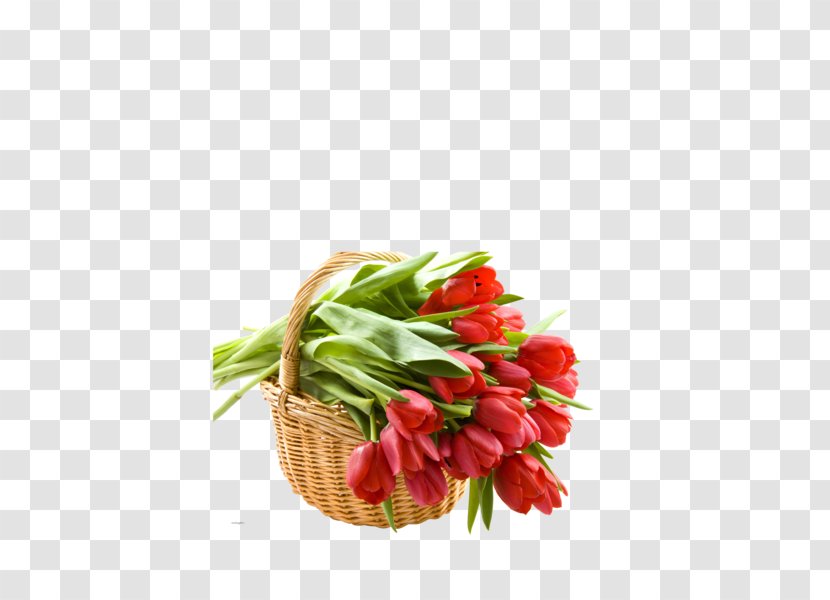 Tulip Basket Cut Flowers Flower Bouquet - Local Food Transparent PNG
