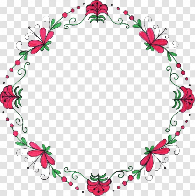 Flower Picture Frames Circle Clip Art - Leaf - Floral Frame Transparent PNG