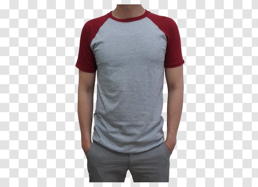 Long-sleeved T-shirt Raglan Sleeve Baju Maroon - Neck Transparent PNG
