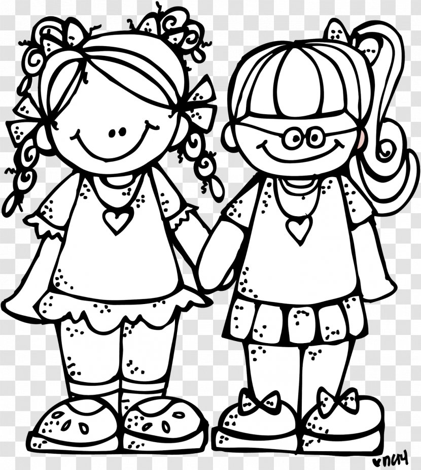 Black And White Friendship Hug Clip Art - Flower - School Clothes Cliparts Transparent PNG