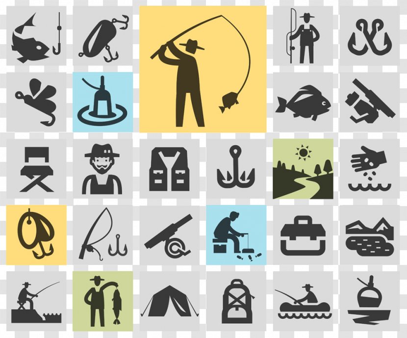 Fishing Rod Symbol Icon - Pictogram - Hooks With Flag Transparent PNG