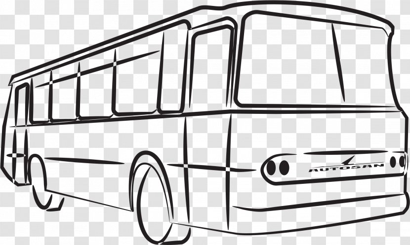 School Line Art - Vehicle - Public Transport Transparent PNG