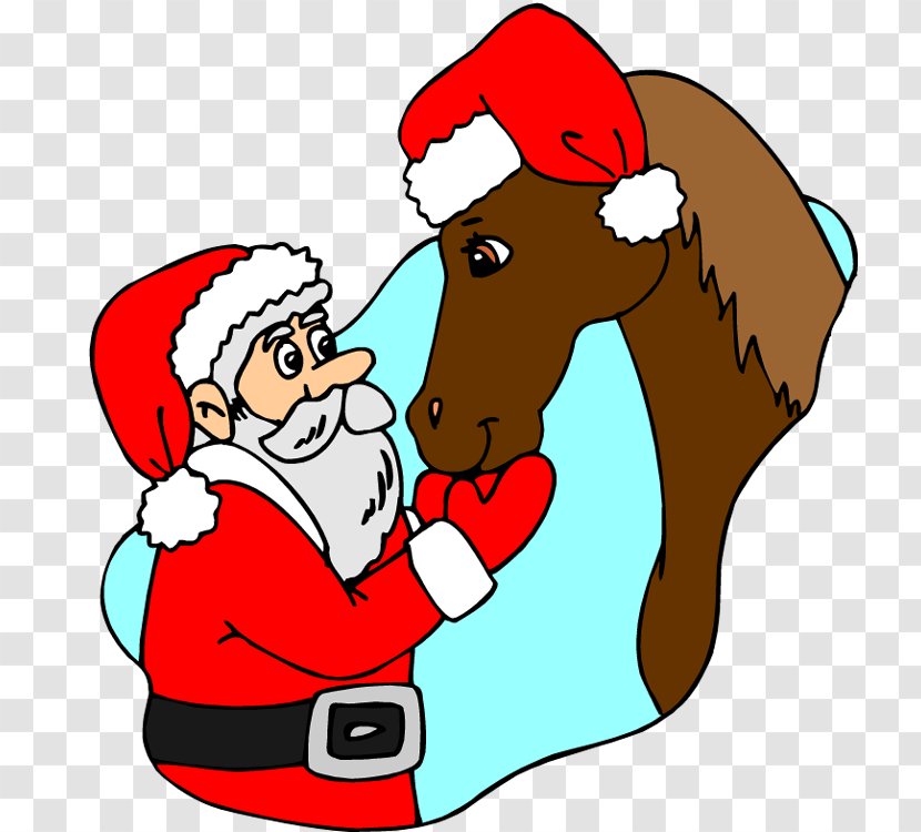 Horse Santa Claus Christmas Pony Clip Art - Sticker - Cat Clipart Transparent PNG