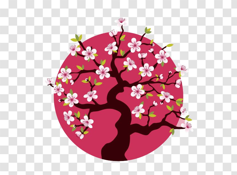 Cherry Blossom Tree - Floral Design - Peach Transparent PNG